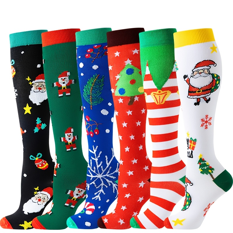 TEMU 6 Pairs Of Compression Socks For Men And Women Suitable For Marathon Mountain Climbing Cycling Basketball Travel Etc Breathable And Fabric