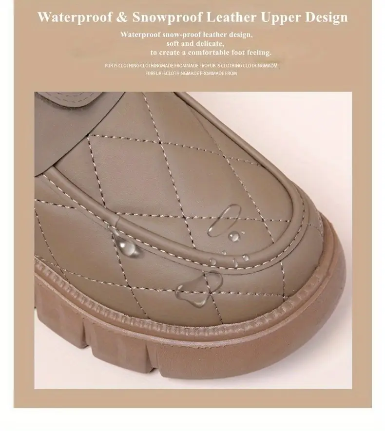 autumn winter plush lined thick warm snow boots versatile outdoor slip on with block heel comfortable round toe for casual daily use and cold weather hiking Product details 1