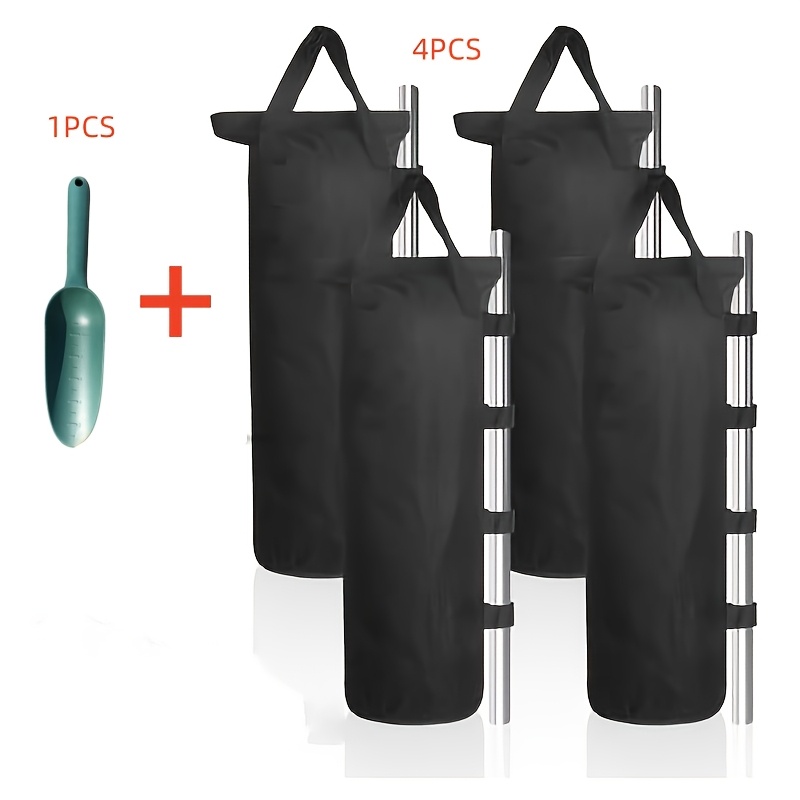 Image of Gazebo Weights 4-pack Sandbags + 1 Green Shovel, With Fastening Shovel Foldable Sandbags For Folding Gazebo, Canopy, Garden Tent, Party Tent, Bbq Gazebo, Planting Gazebo, Pop-up Gazebo