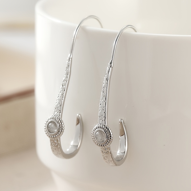 Dangle Hoop Earrings with Synthetic Moonstone for Brides
