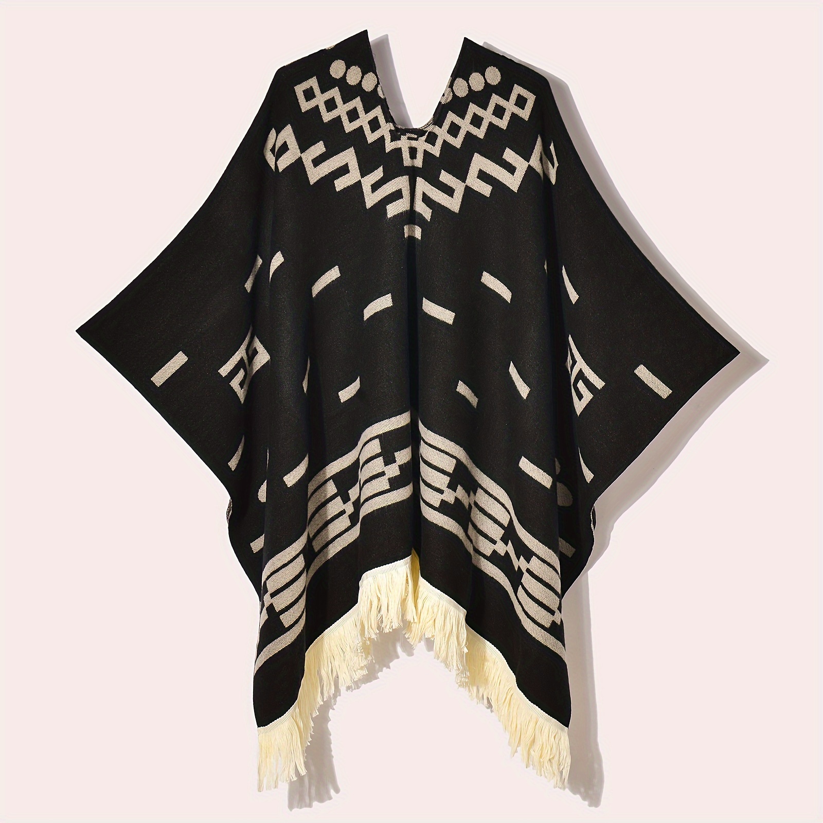 TEMU Marryhappy Men'-style - Pattern, Tassel , Acrylic Blend Shawl For