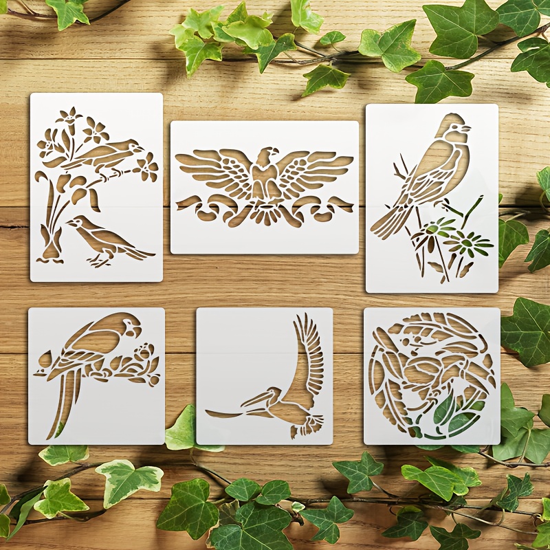 CrafTreat Reusable Bird Branch Stencils - 6x6 Inch Painting Template For DIY Crafts