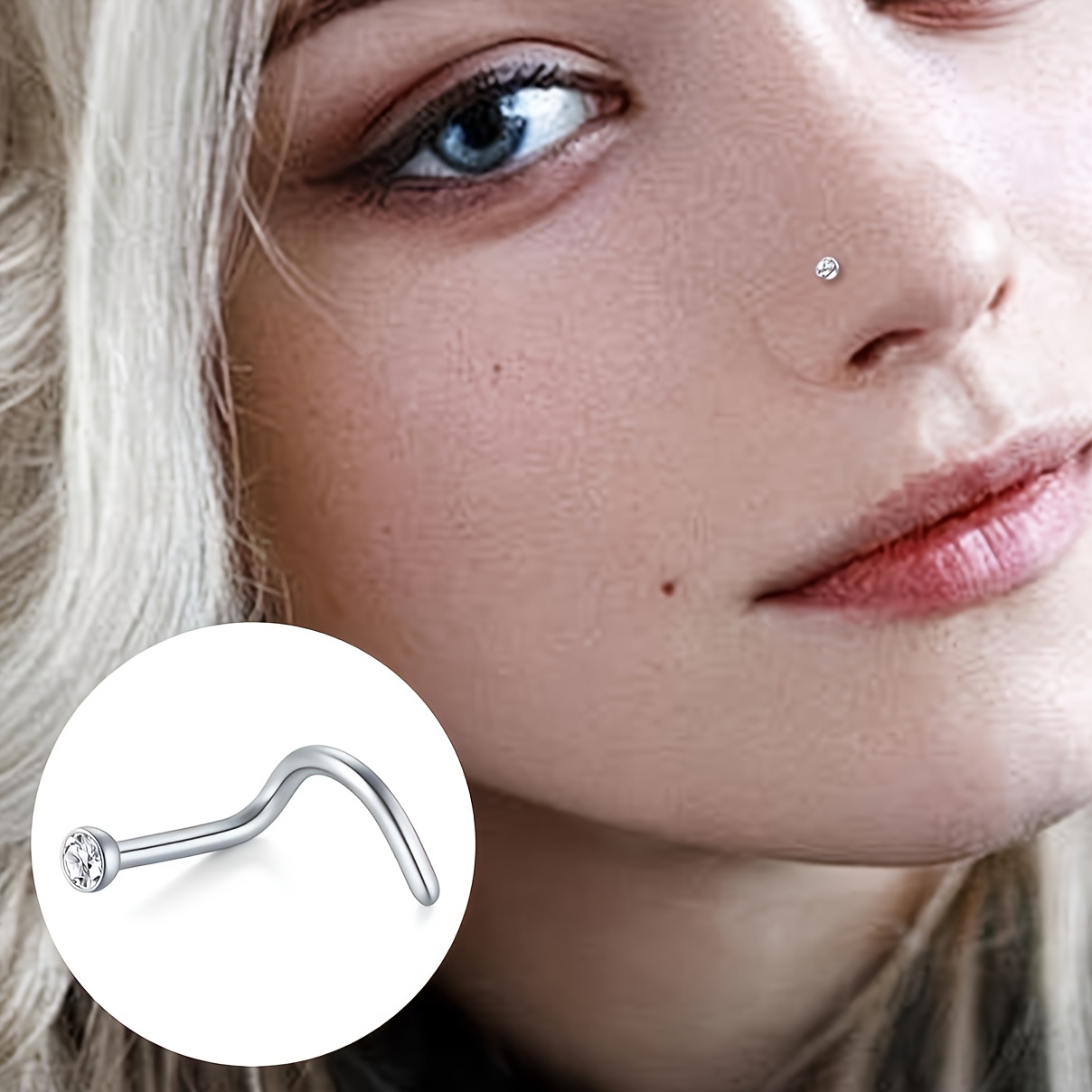 4pcs G23 Titanium Alloy Nose Studs & Rings Set, Hypoallergenic