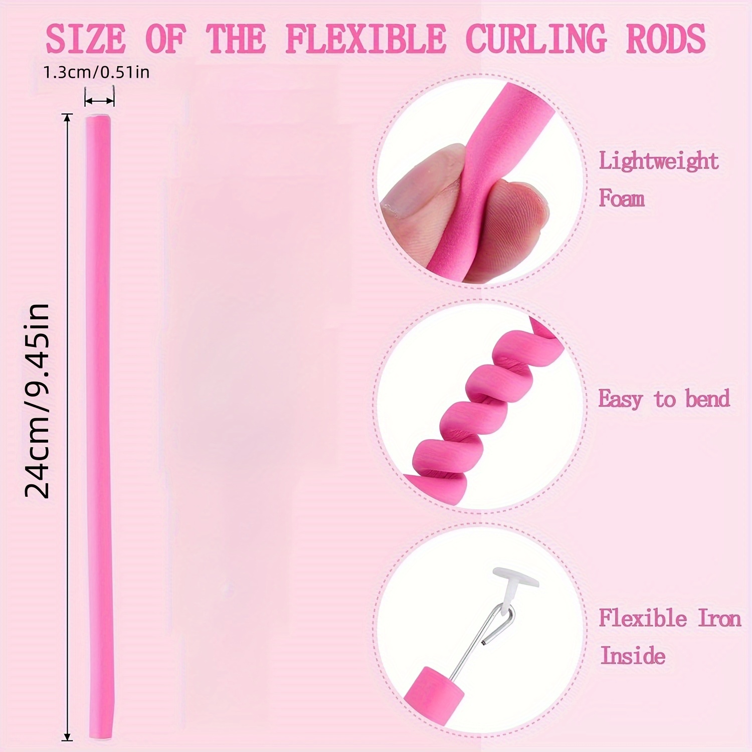 30PCS 9.45 Flexible Foam Curling Rods Twist Foam Hair Rollers Soft