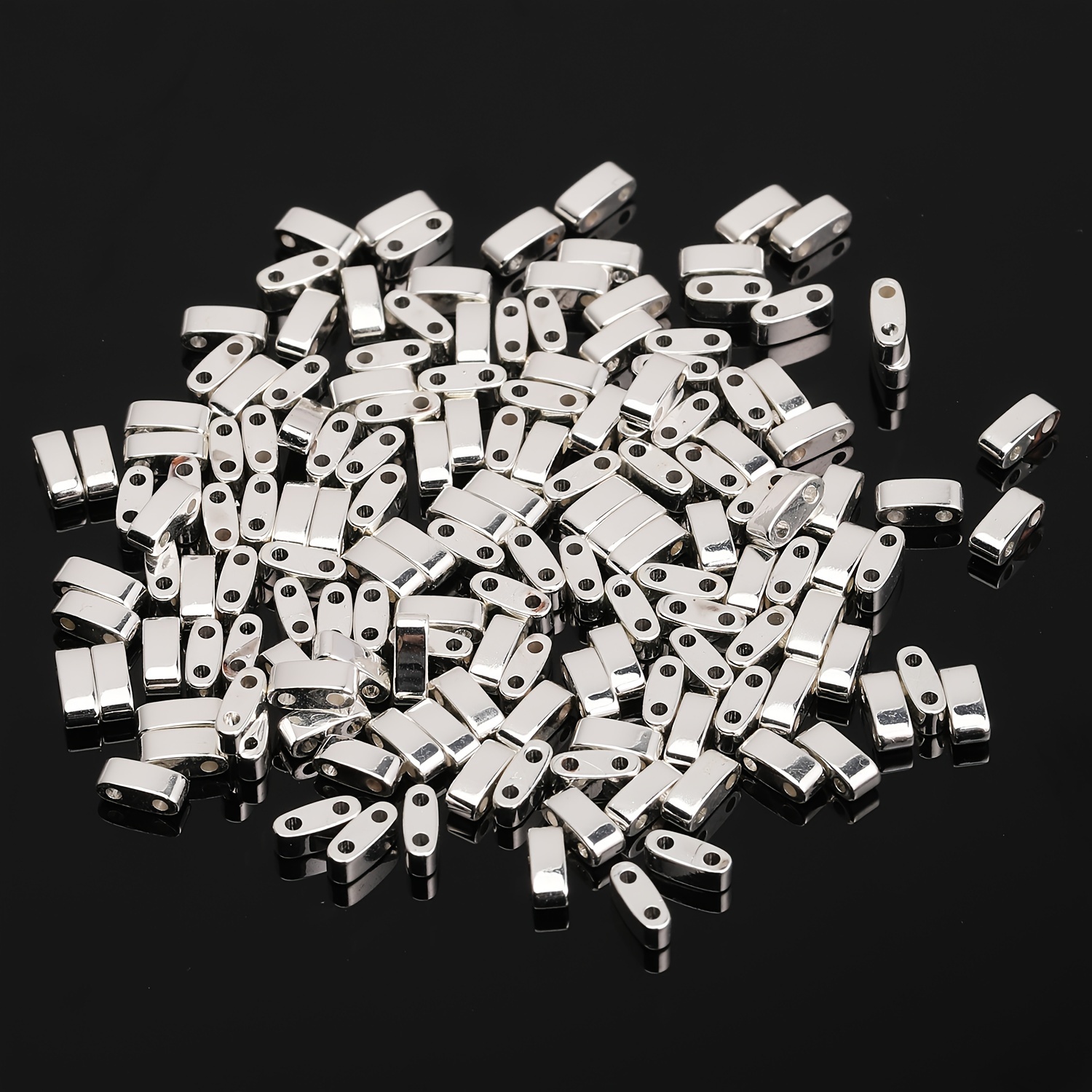 TEMU 2D Plat - 50pcs de Perles de Graines Naturelles en Hématite à Double Trou, Perles d'Espacement Plates et Libres, Idéales pour la Création de
