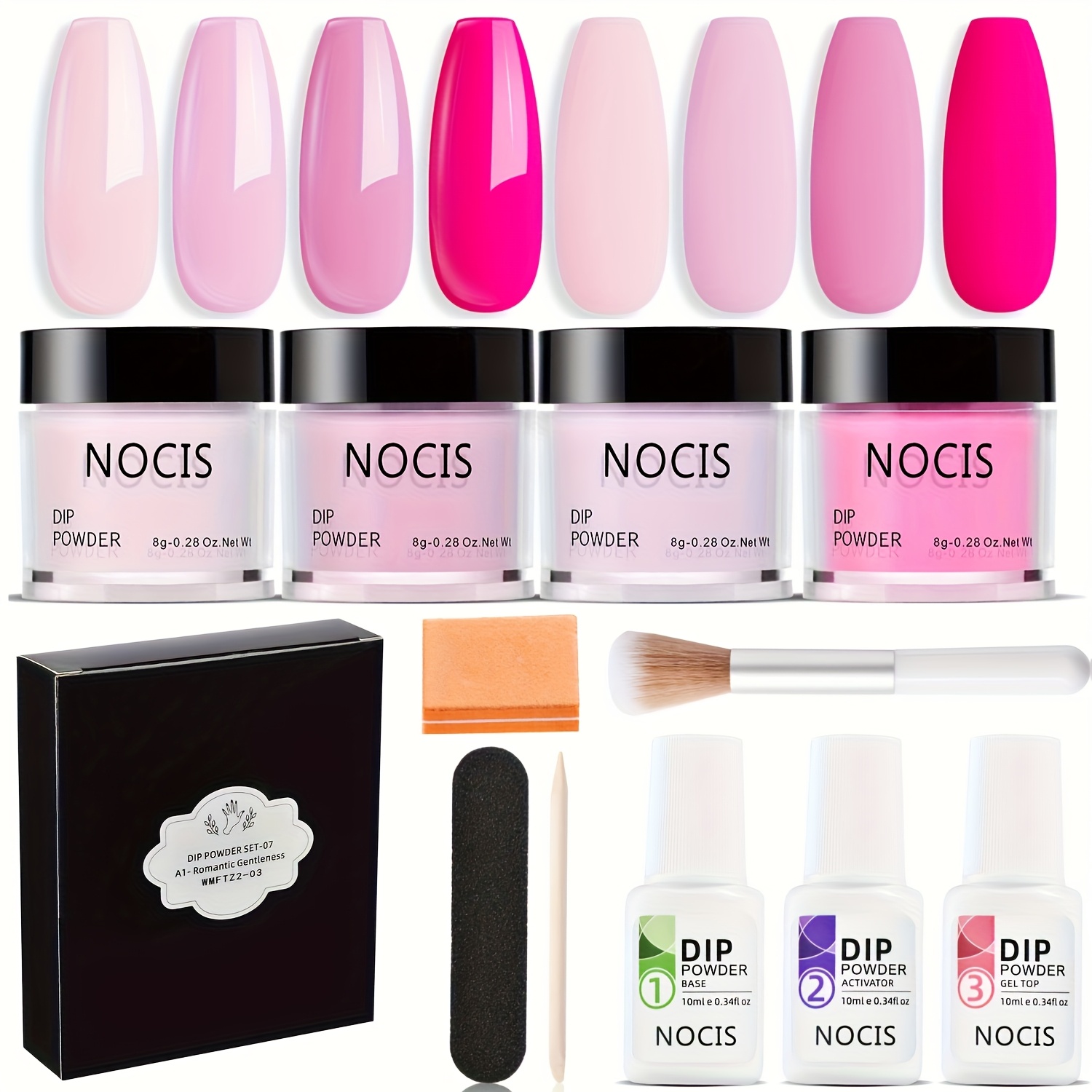 TEMU Dip Powder Nail Kit Starter With Nude Pink, Milky White, Neutral Light Beige & Dipping Powder Liquid - Complete Diy Manicure/ With Base/ & For