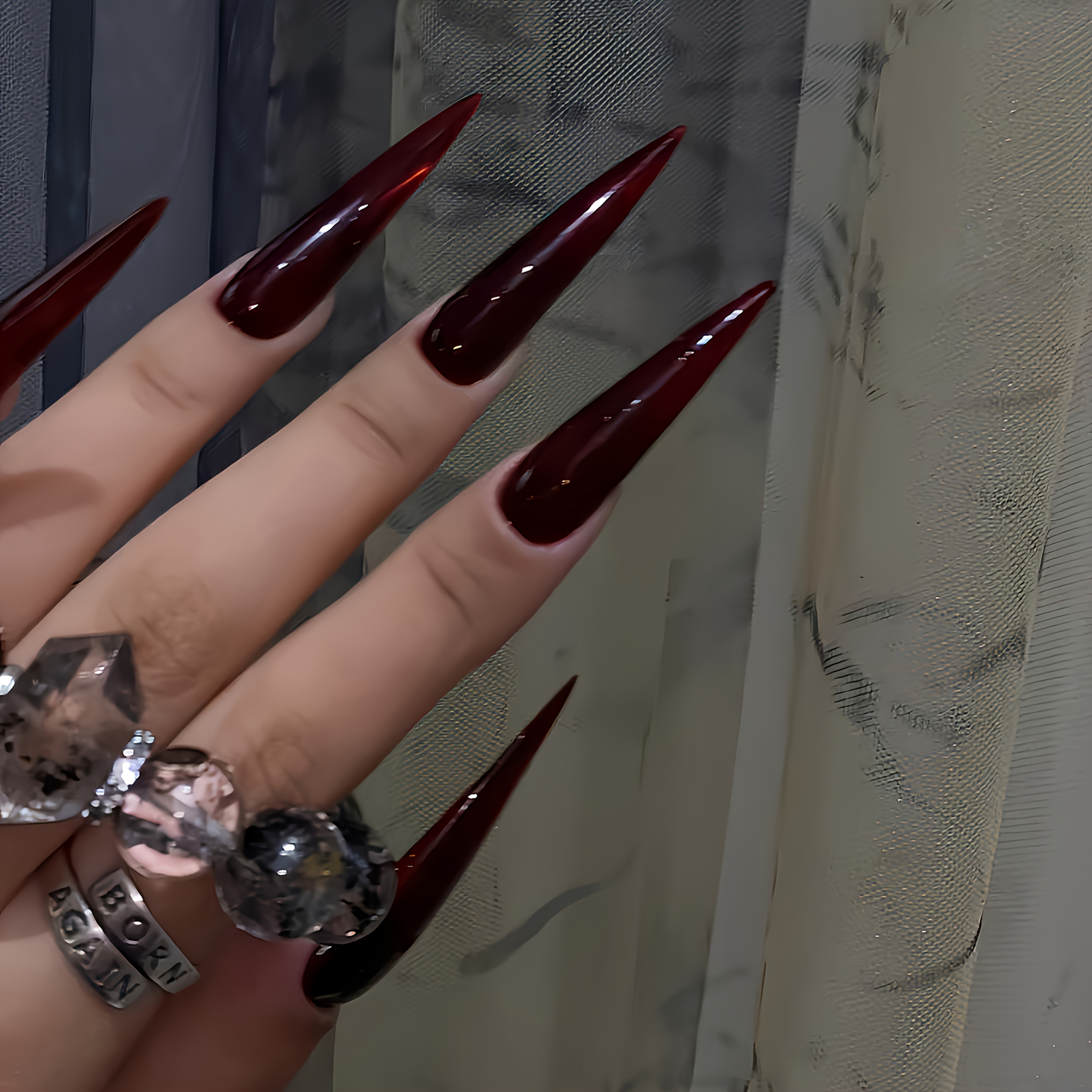 TEMU 120pcs Long High Heel Glossy Wine -on Fake Nails, Full Coverage Pure Nail Tips, Reusable False Nails, Simple And Salon-quality Nail Stickers,