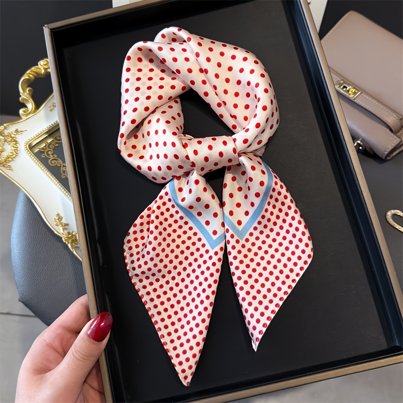 TEMU Foulard Carré Imprimé à Pois, Idéal pour Femme, Taille 70 X 70 Cm, Parfait pour et . Bandana Élégante et Douce, Foulard de Cheveux Tendance pour