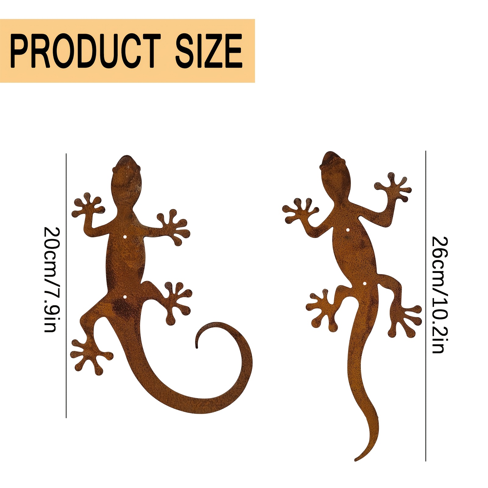E-shop 【2D Flat】 [2D Flat] Retro Used Iron Gecko Wanddekoration Rostiger Metall Eidechsenförmige Hofzaun Dekoration Anhänger Outdoor Garten