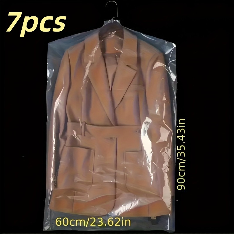 E-shop 7-teiliges Set transparenter, staubdichter Kleiderschutzbezüge, hängende Kleideraufbewahrungsbeutel aus Kunststoff für den Kleiderschrank,