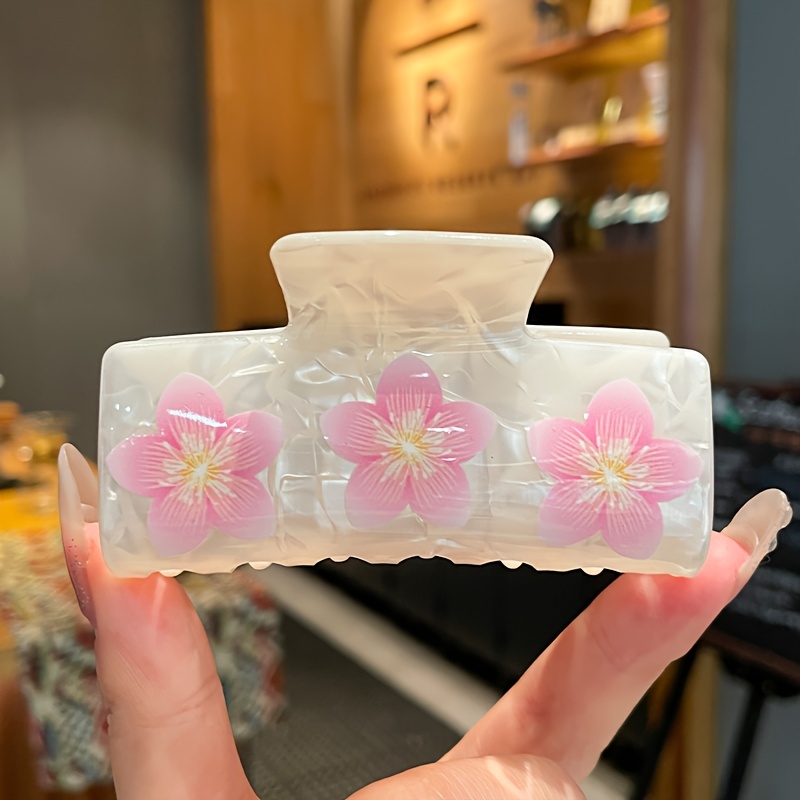 TEMU 1pc Powder Flower Hair Clip - Acrylic Material - Cherry Design - Suitable For Daily Versatile Use