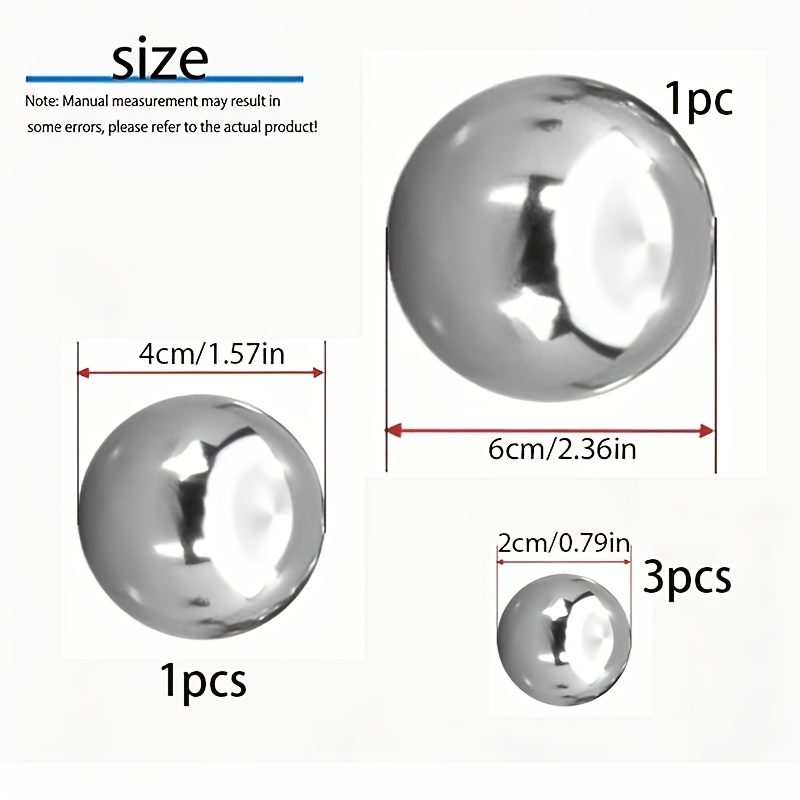TEMU 5pcs Of Stainless Steel -degree Reflective Spheres - Wear-resistant/smooth/seamless, Desktop Decoration Reflective Hollow Spheres, Gazing Balls,