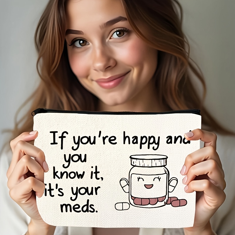 TEMU Chic ' Are My Medication' Ladies' Makeup Pouch - Ideal For Travel & Cosmetics Storage, Essential Travel Accessory, Makeup Travel Bag
