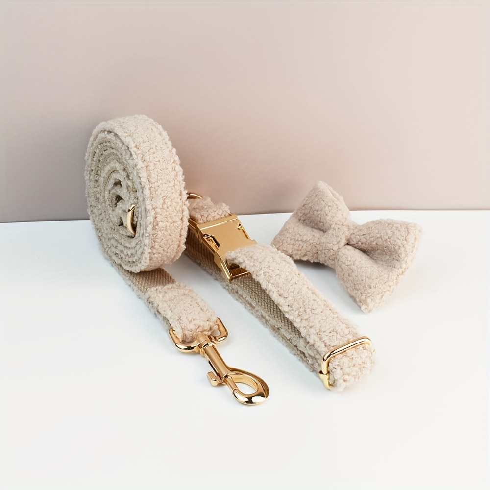 Personalized Teddy Velvet Dog Collar and Leash Set
