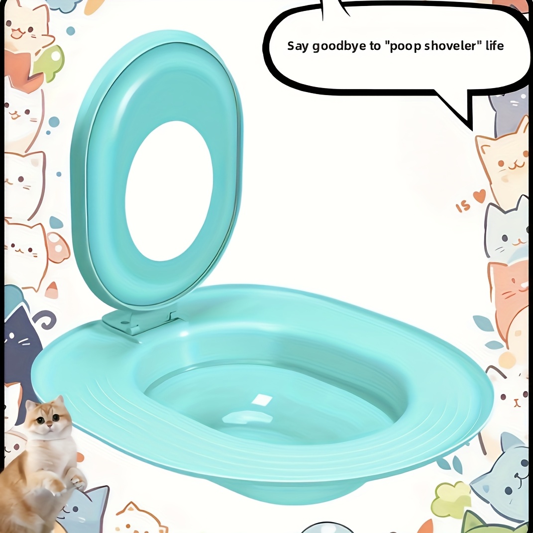 large toilet training litter box for cats human style bathroom design with yellow seat cover durable easy clean material   indoor cat toilet alternative for litter box converter households pet hygiene solution   accessory sturdy     households