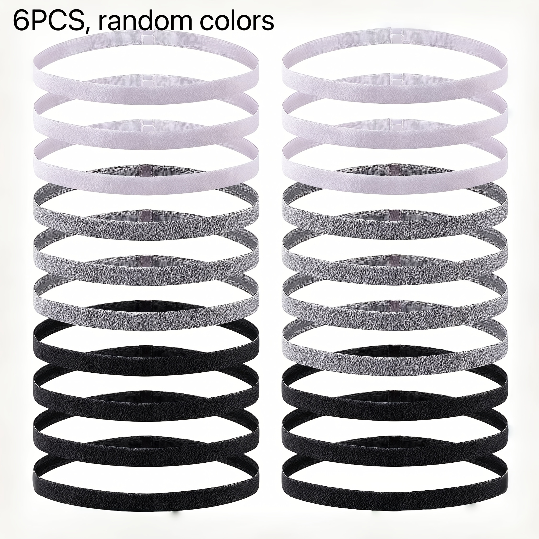 TEMU Lot de 6 accessoires de sport pour cheveux multicolores aléatoires, élastiques et antidérapants, élastiques à haute élasticité, bandeaux