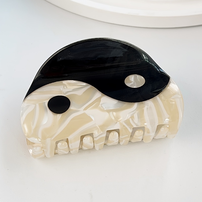 TEMU 1pc Of Chinese-style Hairpin, Taiji Acrylic Hairpin, Back-of-head Shark-shaped Hairpin, Large Circular Hairpin For Ladies. Suitable For Daily
