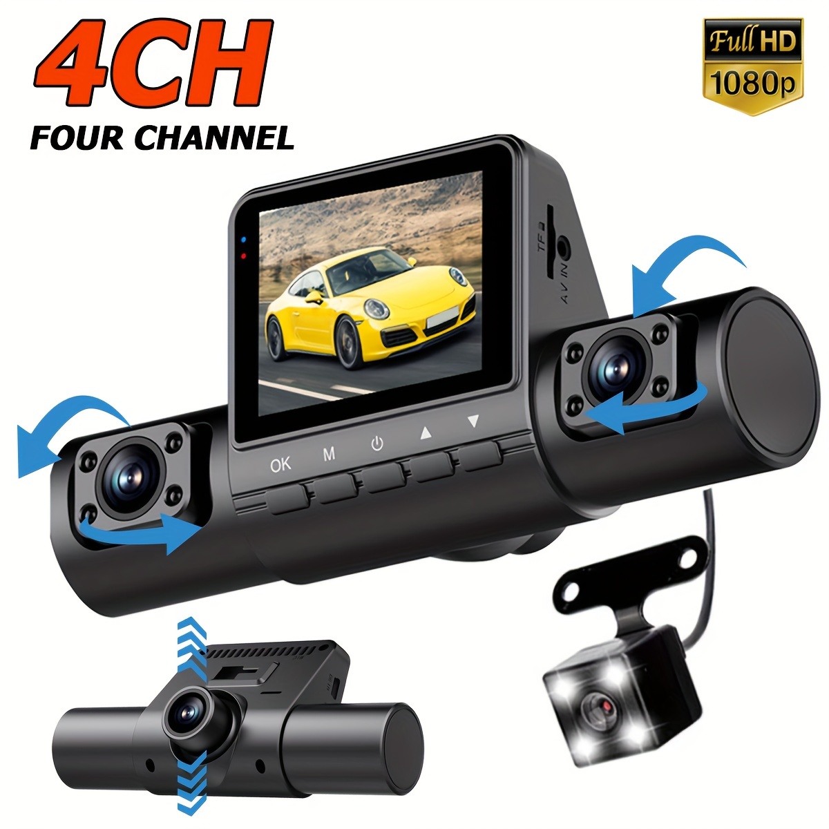 

4 Channel Vehicle Camera 1080p Car Dvr Video Recorder Driving Dash Cam Right Rear Loop Recording 24h Parking Monitor