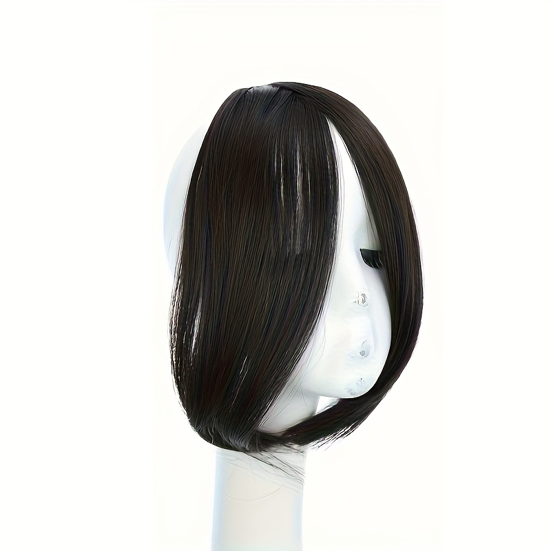 TEMU Stylish Clip-on Bangs Hair Accessory Featuring A Fringe - Designed For Women With Center Part And Side Extensions, Made From High-temperature