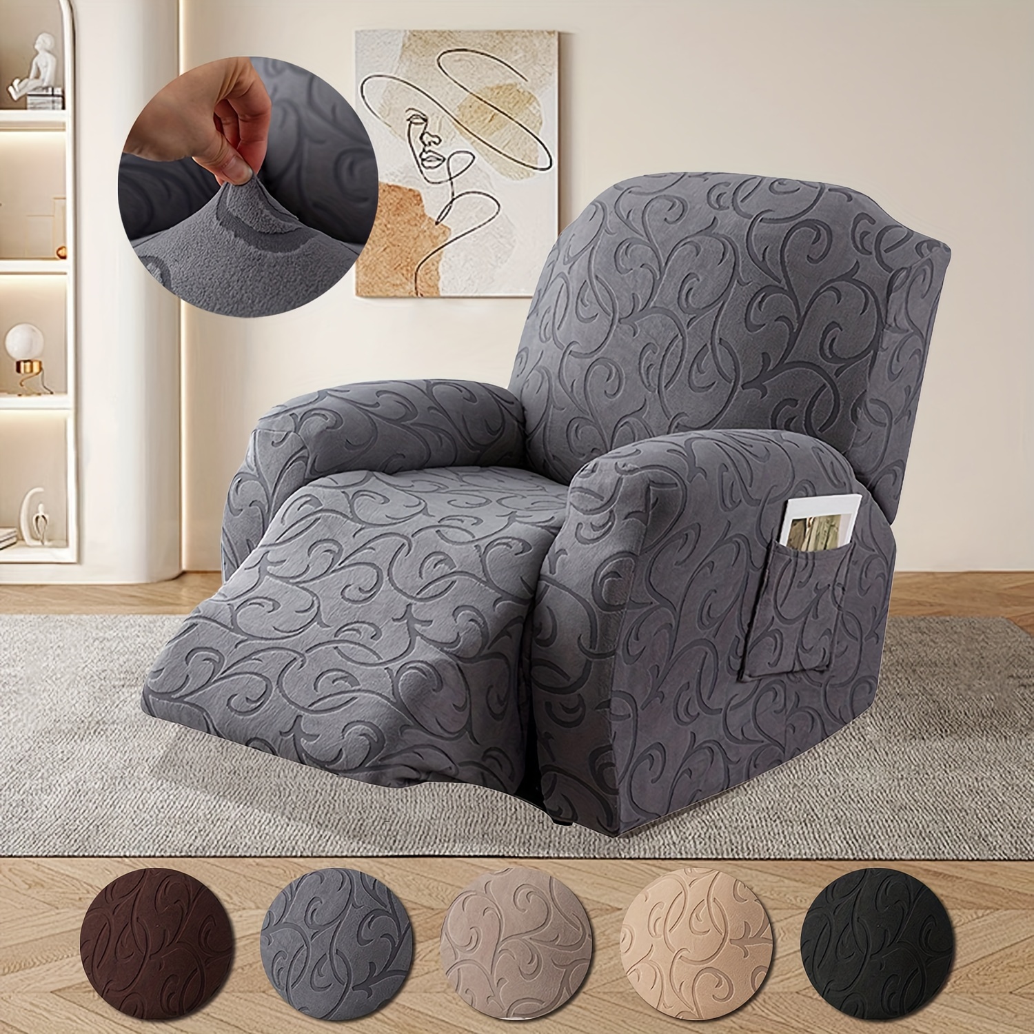 2pcs home single sofa chair cover double jacquard pile Temu