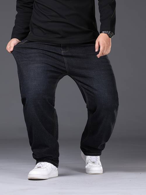mens business casual jeans relaxed pants stretch non see through fabric formal casual attire for office meetings social events machine washable mens trousers versatile design durable fabric stylish bottoms professional men plus size