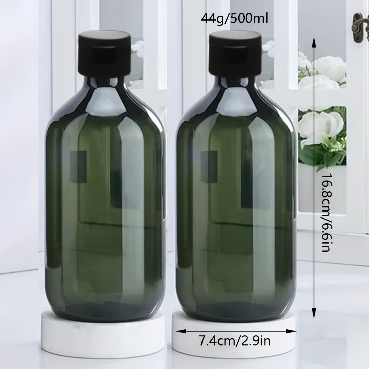 E-shop 2 Stück Spenderflaschen 500ml & 300ml - Nachfüllbare Kunststoffbehälter für Lotion, Shampoo, Seife - Reise- & Badezimmer-Essentials mit Präziser