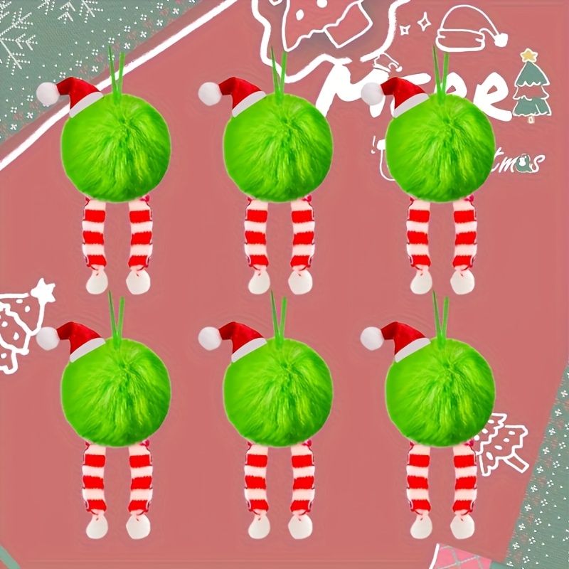 Image of 6 Lime Green Christmas Ball Ornaments - Soft Faux Leather Hanging Decorations, Suitable For Christmas Trees, Mantels, And Party Decor - Vintage Holiday Party Supplies