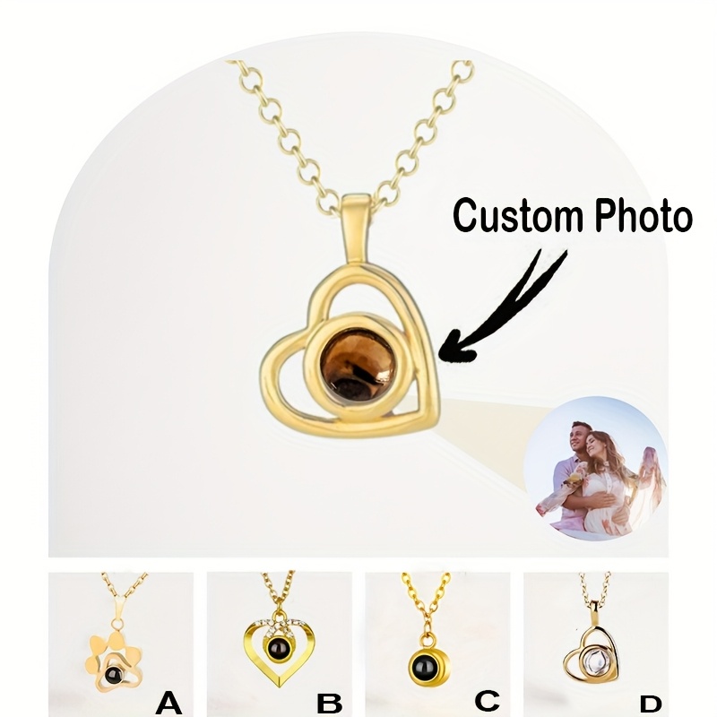 

Personalized Stainless Steel Photo Necklace - Elegant & Trendy Love-themed Pendant With Custom Nameplate - Perfect Gift For Her On Valentine's, Day, Birthdays