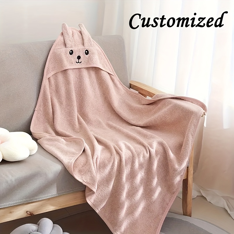 TEMU 1pc Personalized Customized Cute Cartoon Hooded Bath Towel For - Soft, Quick-drying, Absorbent Coral Fleece Cloak – Fade-resistant, Towel Cloak,