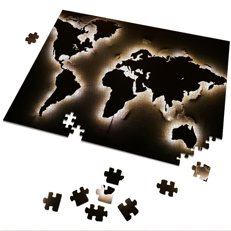 1000pcs Mini Jigsaw Puzzle, Glowing World Map