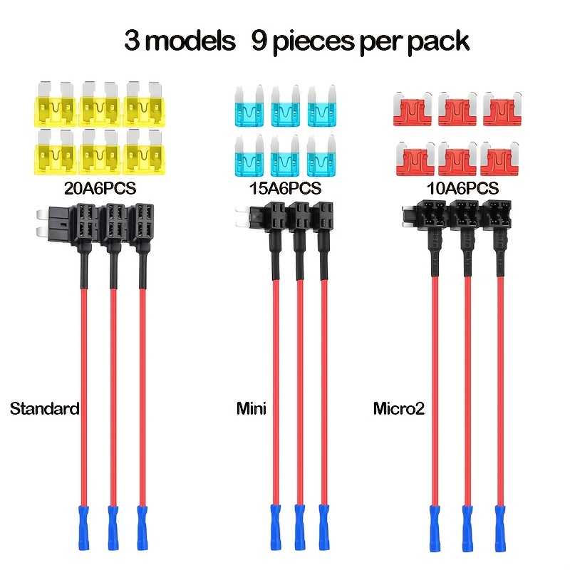 TEMU Standard, Mini And Fuse Tap Holders, Compatible With Ato, Atc And Atm Blade Fuses, Serving Tapping Adapters For , Trucks And Boats.