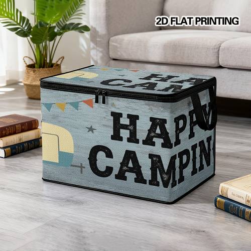 1pc storage basket shelf baskets clothing storage basket camping adventure design polyester lid ideal for pet supplies laundry car trunk living room organization
