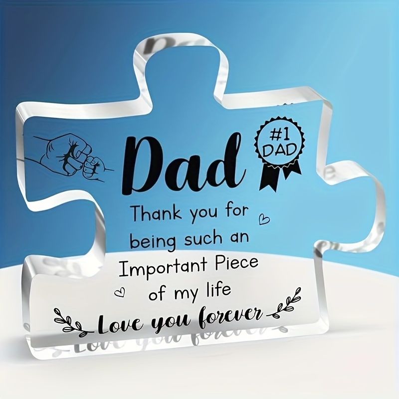 

1pc, Acrylic Puzzle-shaped Plaque (3.22''x4''), Retro Style, "best Dad" Appreciation Gift, From Daughter & Son, Ideal For Father's Birthday, Father's Day, Home & Office Decor