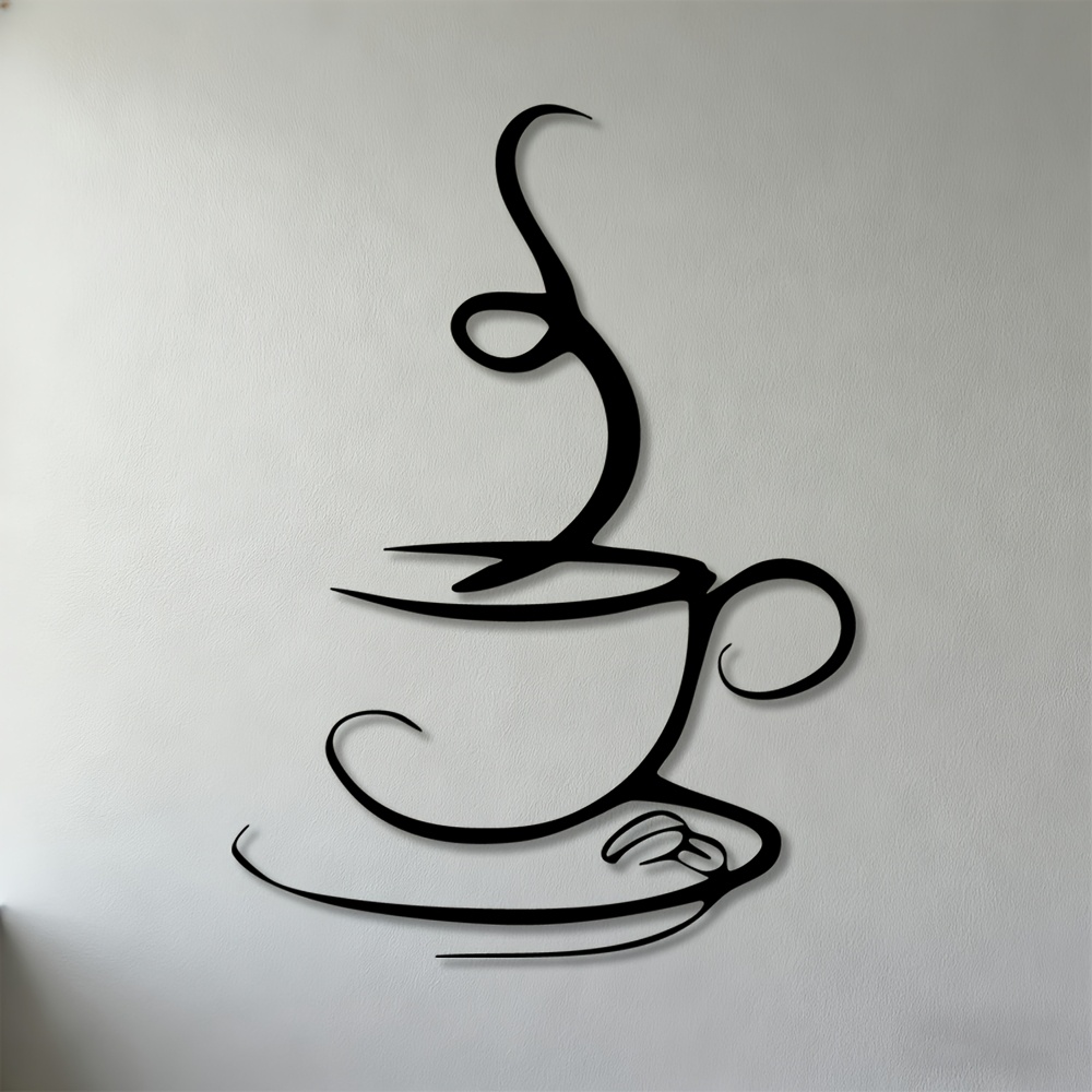 TEMU 2d Flat - 1pc, Two-dimensional Wall Art Featuring A Coffee Cup With Steam, Ideal For Decorating Kitchens, Cafes, Offices, And Dining Areas
