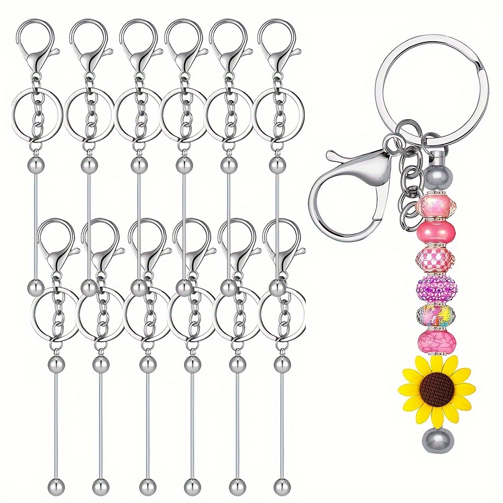 

12/24/36pcs Beadable Keychain Bars Bulk For Beads Diy Blank Keychain Metal Beaded Keychain For Bead Keychain Crafts