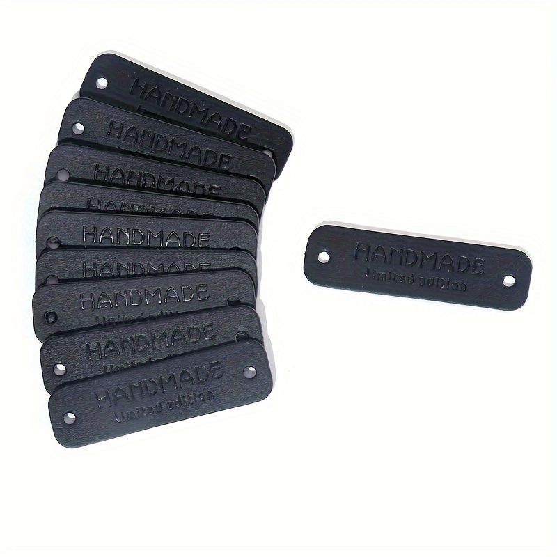 Image of 20pcs Pu Leather Tags Labels For Clothes Sewing Label Hand Made Tag Hats Bags Knitted Garment Accessories