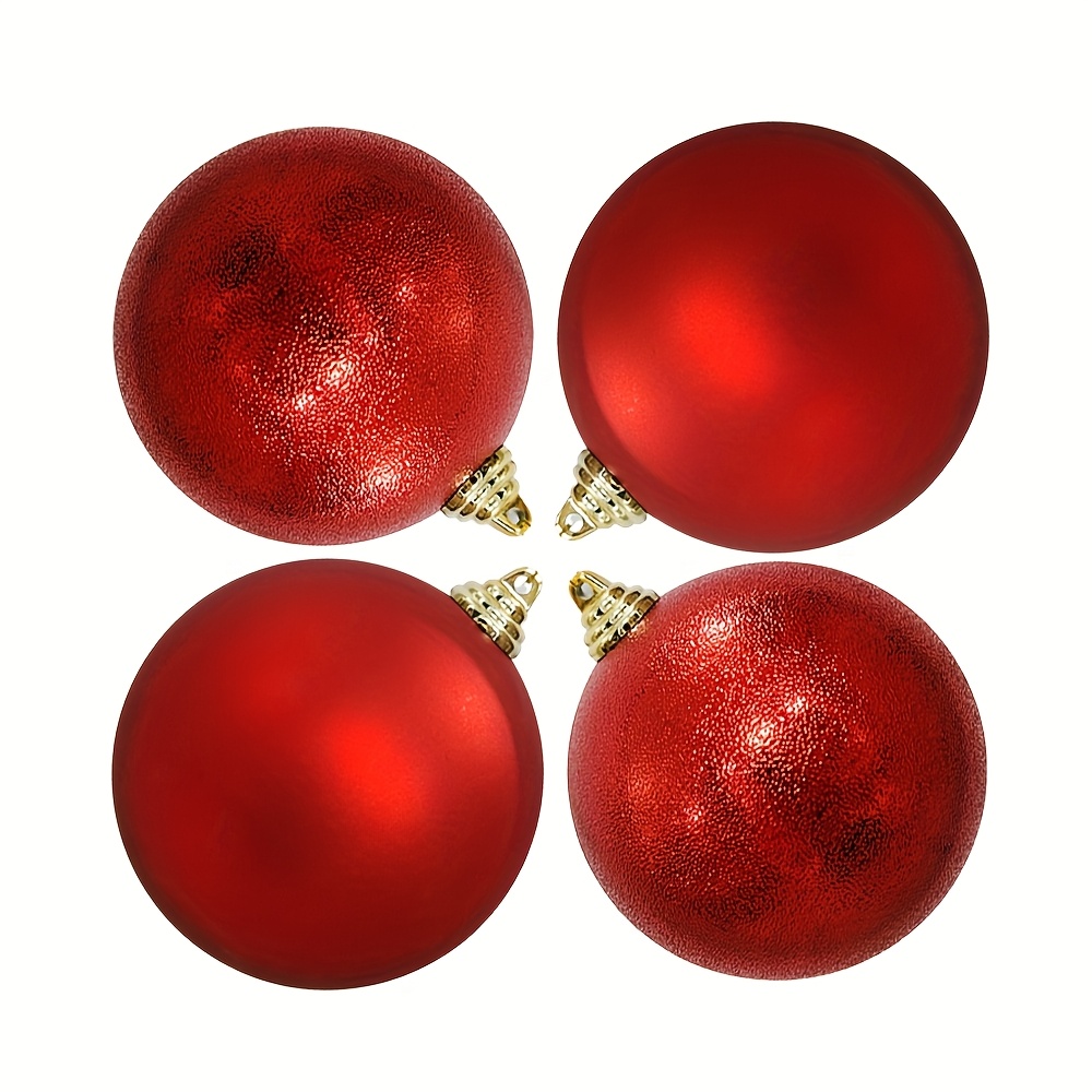 Image of Set Of 4/12cm Round Balls/fine Texture Glossy Balls + Matte Balls/red/home Decor/christmas Ball Ornaments/universal Holiday Hanging Ornaments/decorative Balls
