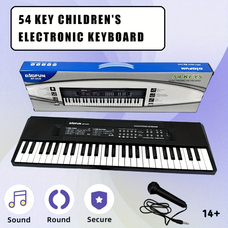 TEMU 54-key Portable Electronic Keyboard Piano With Microphone, Built-in Songs/tones/, Recording/, - & Compatible With / - Piano//organ Sounds,