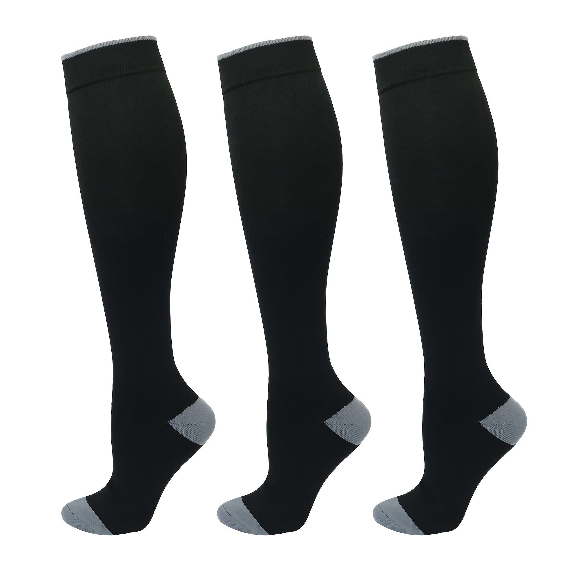 TEMU 3-pair Compression Socks, Suitable For Men And Women, With A Pressure Range Of 20-30mmhg. Circulation Support Socks Are Made From