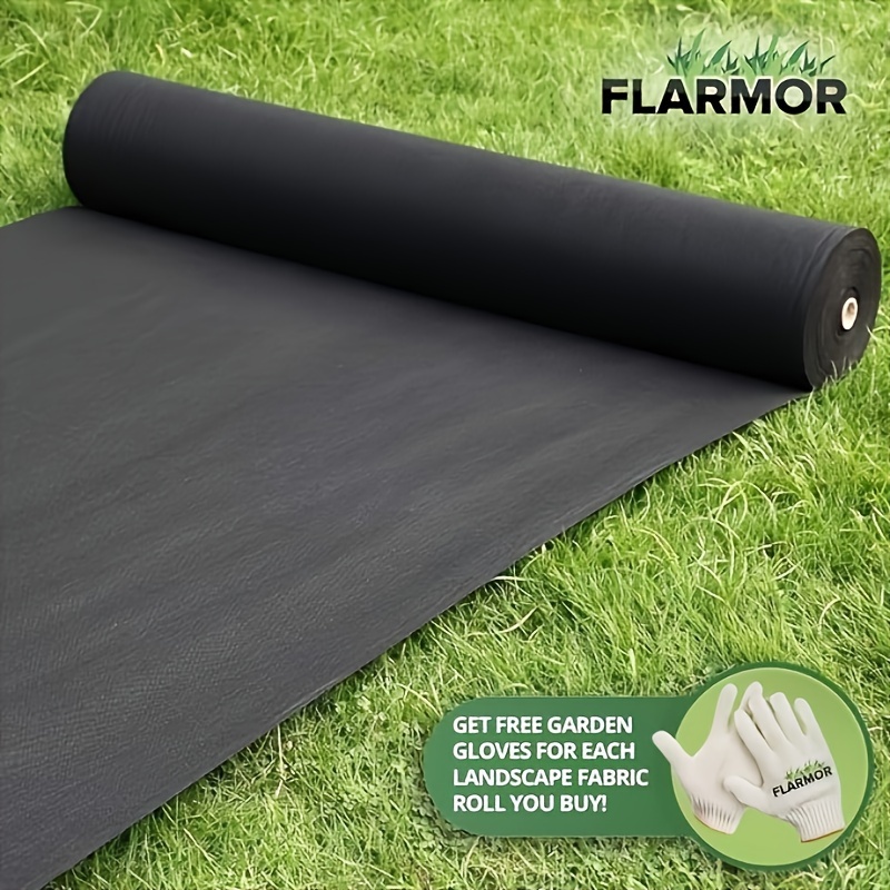 

1 Pack, Heavy-duty Black Pp Nonwoven Landscape Fabric Barrier Roll For Garden, Vegetable Patch, And Flower Bed Control