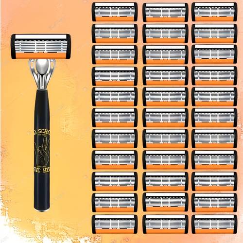 6 layer stainless steel mens safety razor with durable metal handle easy to clean replacement for smooth shaving experience ergonomic manual trimming and grooming set