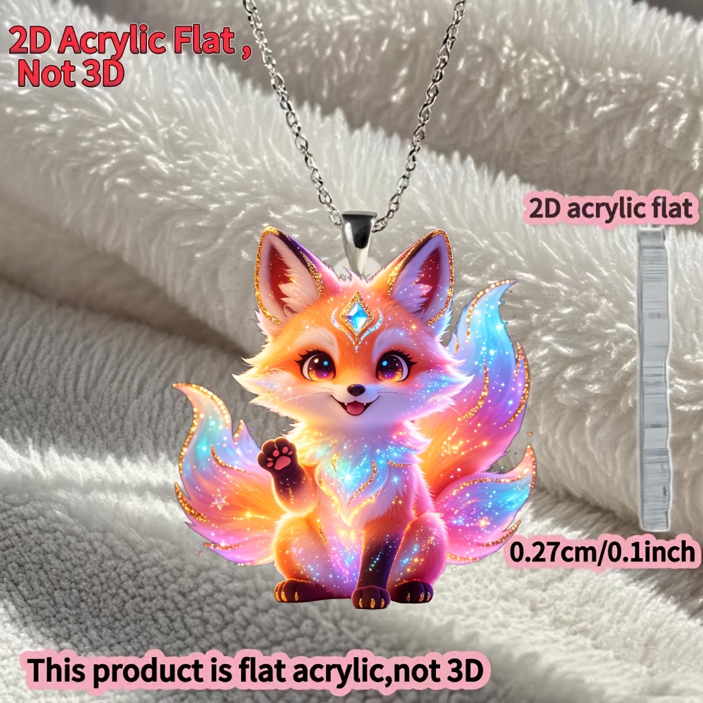 Cute Fox Pattern Pendant Necklace, Unisex Gift