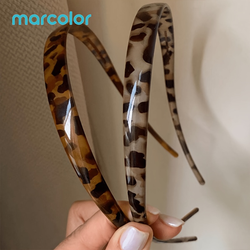 TEMU Marcolor 2 pezzi Minimalista Leopard Print Acrilico per Capelli Nich癡 High-End Cerchietto per Capelli a Forma di U per Lavaggio Antiscivolo