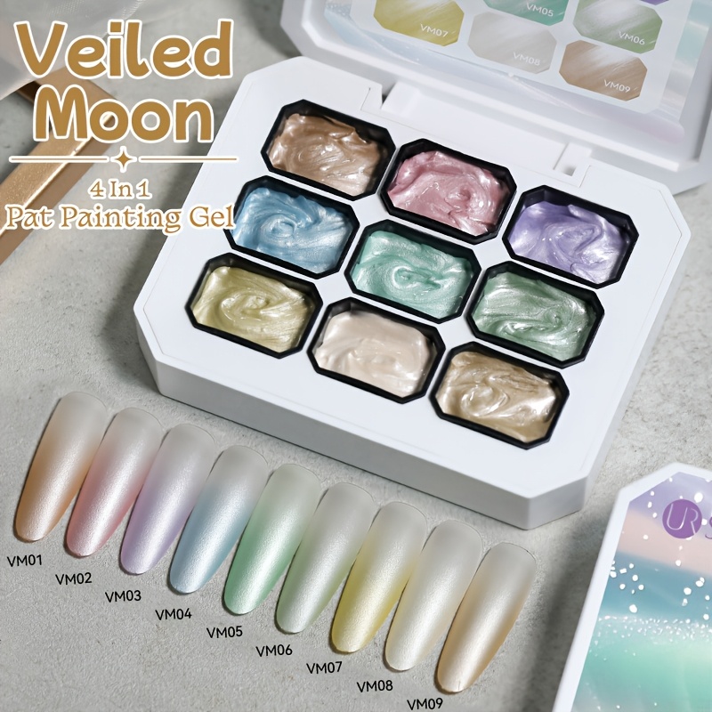 Image of Ur Sugar 4 In 1 Pat Painting Nail Gel Blooming Transfer Soak Off Gel Varnish Gradient Patting Palette