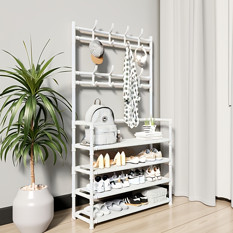 Furniture White Metal Shoe Rack Whitmor 2-Tier Expandable And