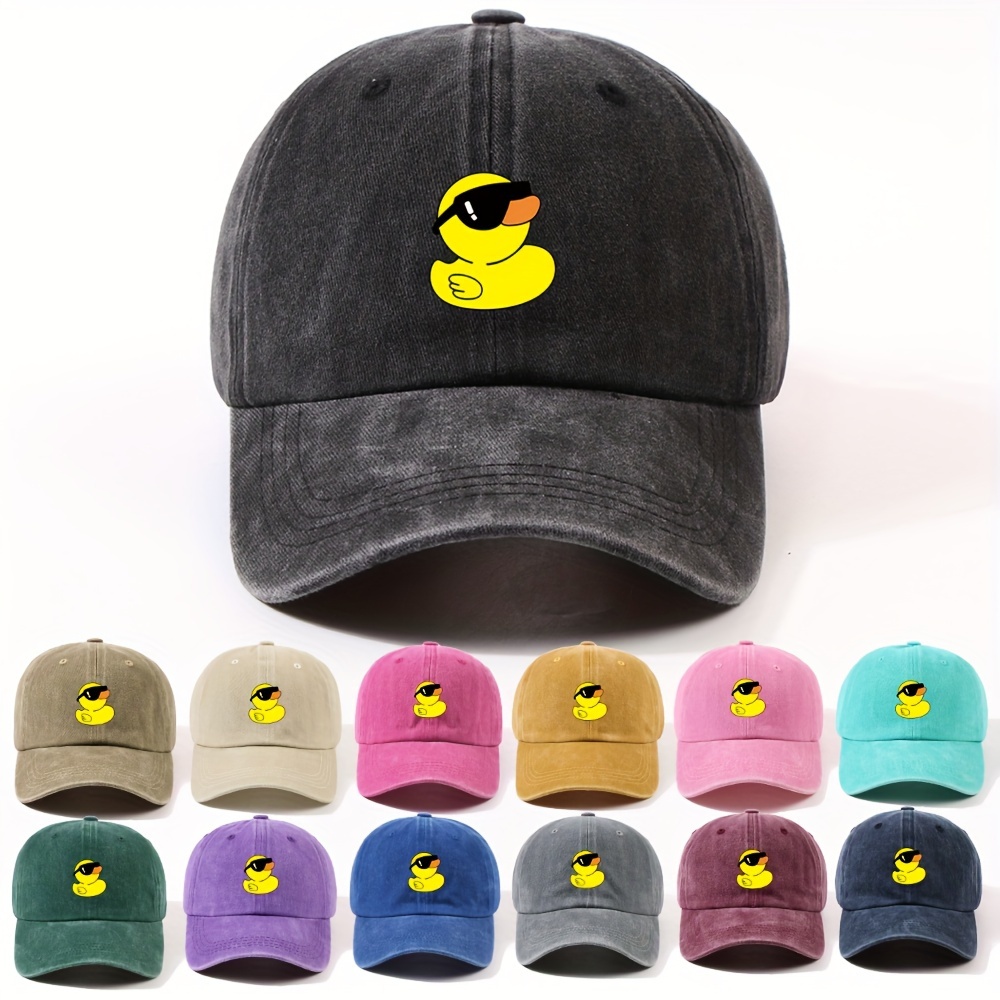 

Yellow Duckbill Pattern Baseball Cap Cartoon Stylish Dad Hat Outdoor Adjustable Sun Protection Sports Hats For Women