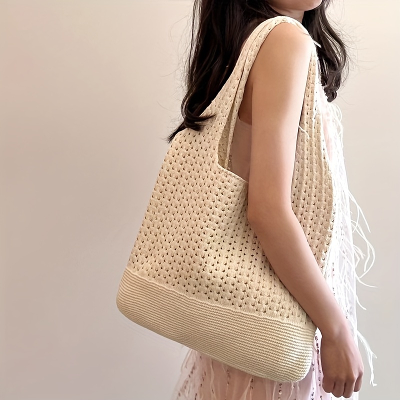

Women's Knit Shoulder Bag, Casual Tote, Handbag, Simple Large Capacity Carryall