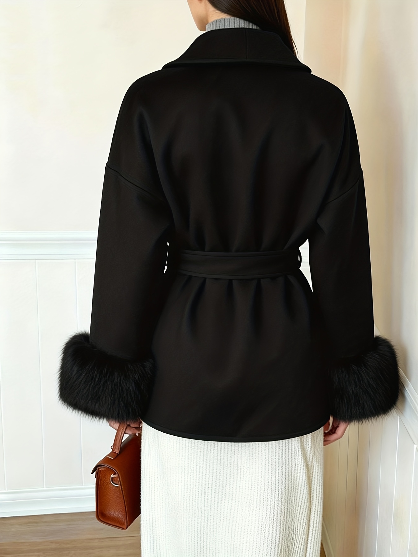 womens fashion elegant furry sleeve coat autumn winter womens clothing Product details 30