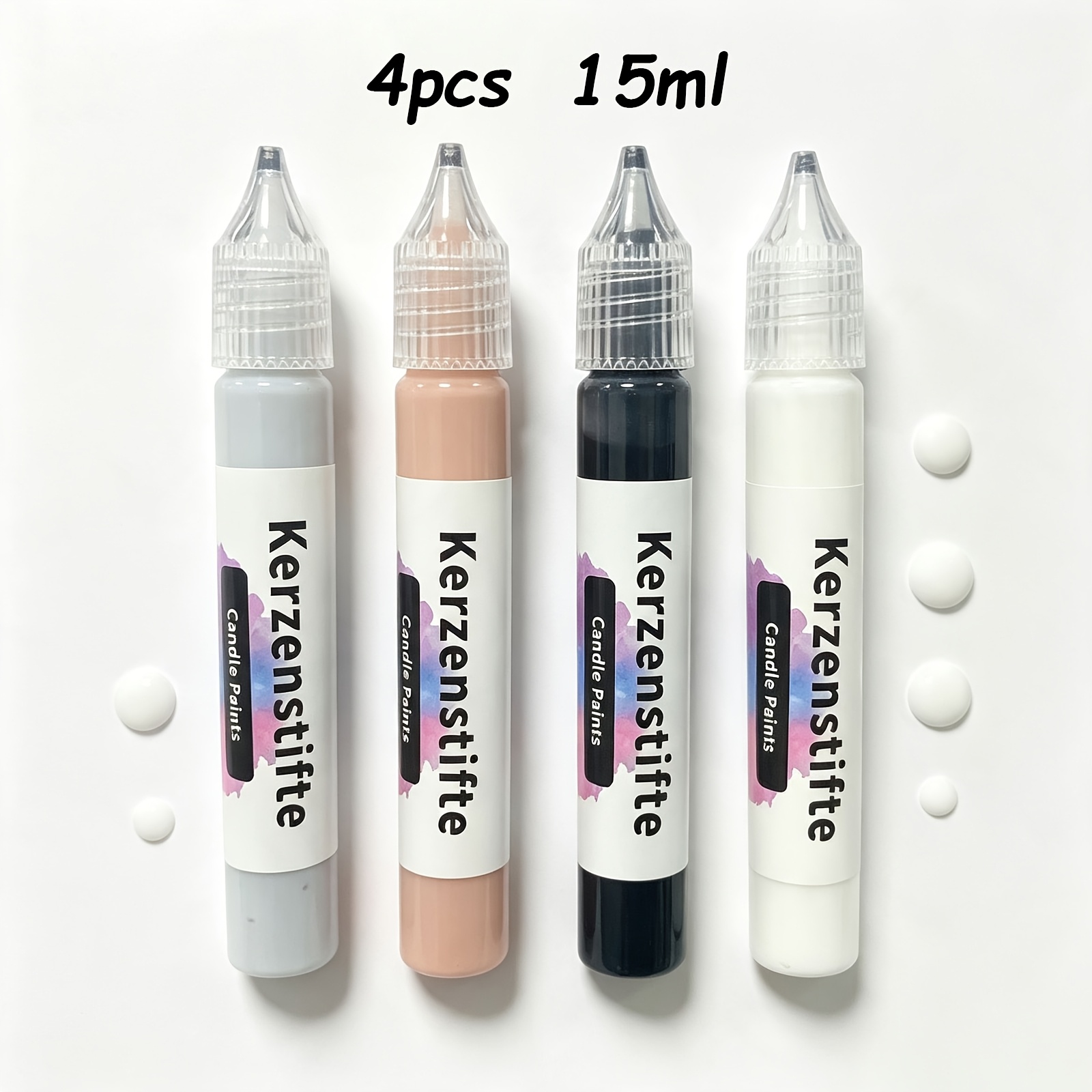 TEMU For Professional For Art Use 4pcs 3d Relief Contour Pen Paint, 15ml, 3d Painting Pen, Candle Making Tool, Can Create Colorful Candles, Suitable