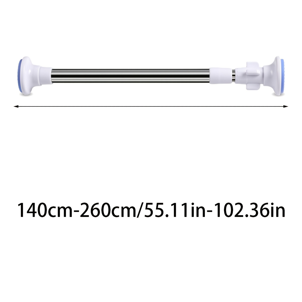 TEMU 1pc Adjustable Tension Curtain Rod - No-drill Design, Sturdy Telescopic Rod Suitable For Bathroom Shower Curtains, Closet Hanging, Window Decor,